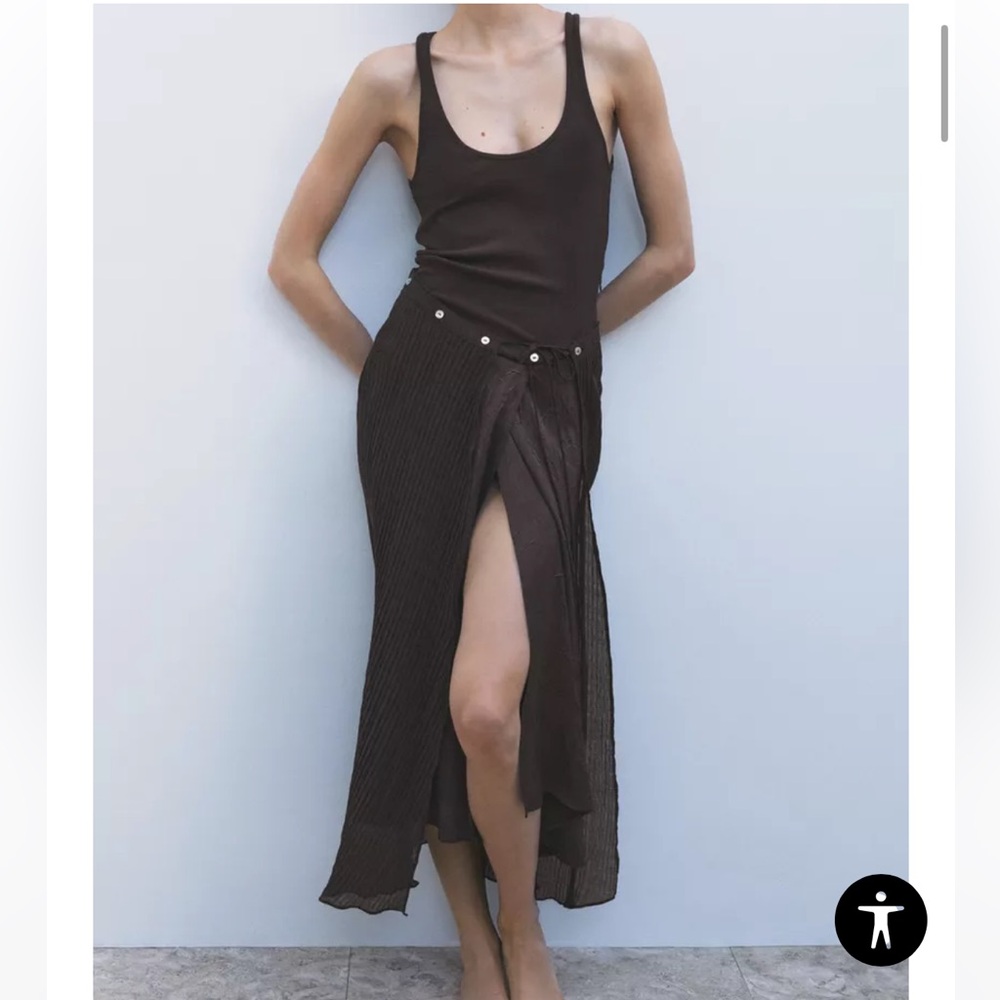 Zara Brown Mixed Media Maxi Dress